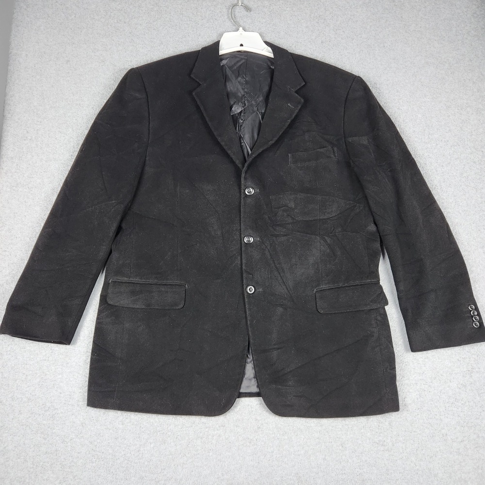 F.R. Tripler Signature Gold Blazer Jacket Men 46R Black Lana Lux Single Breasted